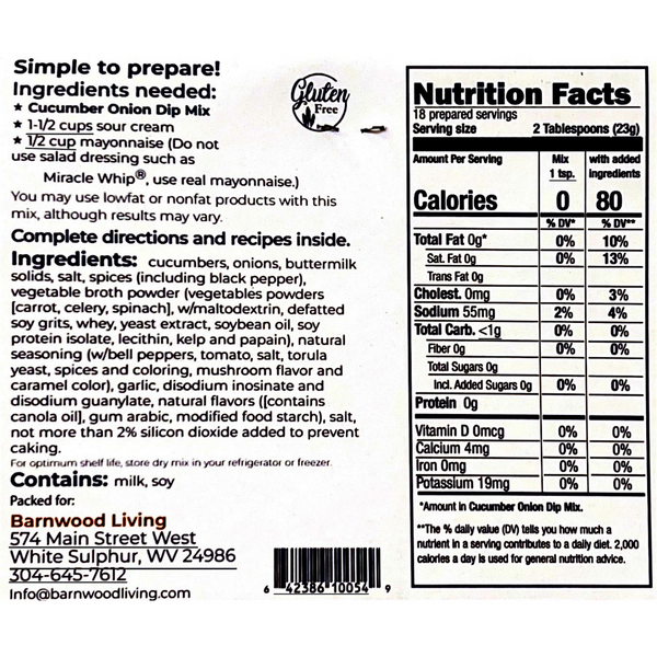 Cucumber Onion Dip Mix