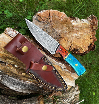 Hand Forged Knife, Damascus Knife, Drop- Style Blade, Black