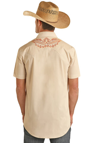 Panhandle - Embroidered Thunderbird Short Sleeve Snap Shirt