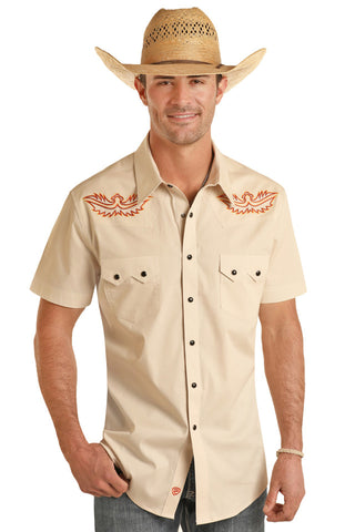 Panhandle - Embroidered Thunderbird Short Sleeve Snap Shirt