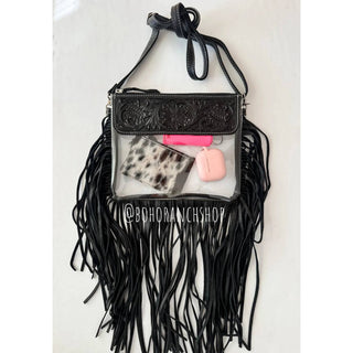 Hand Tooled Clear Purse Crossbody - Concert / Game Day / Stadium Bag