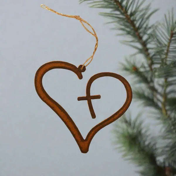 Heart with Cross Inspirational Ornament