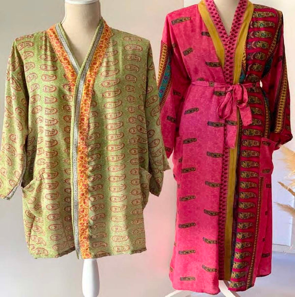 Silk Sari - Reversible  - Colors Vary - Extra Short