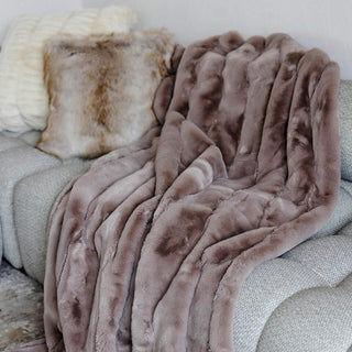 Latte Faux Fur Posh Throw