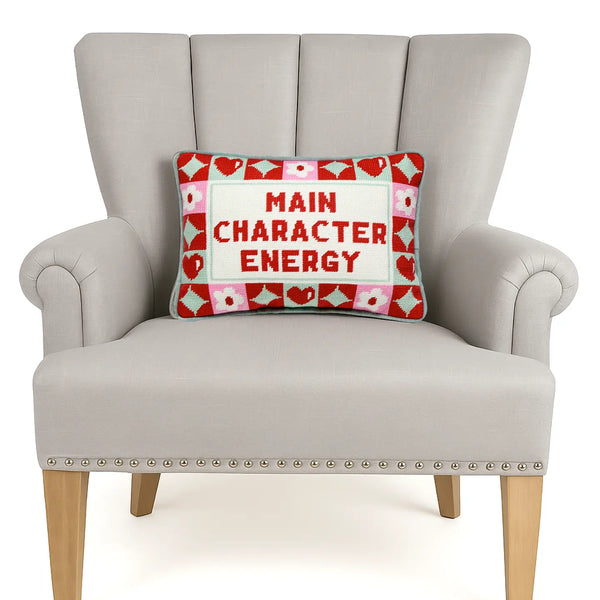Main Character Energy Embroidered Pillow