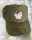 Mother Clucker Fluffy Chicken Embroidered Olive Otto Hat