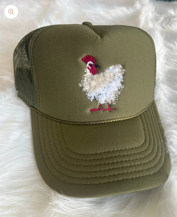 Mother Clucker Fluffy Chicken Embroidered Olive Otto Hat