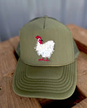 Mother Clucker Fluffy Chicken Embroidered Olive Otto Hat