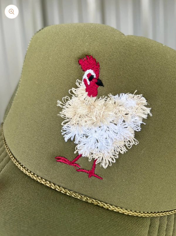 Mother Clucker Fluffy Chicken Embroidered Olive Otto Hat