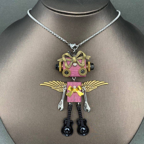 Handmade Punk Robot Necklace