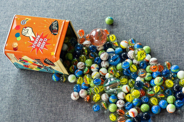 Neato! Retro Classic Marbles in A Tin Box