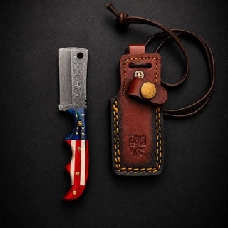 Patriotic Damascus Steel Fixed Blade Cleaver by Titan TK-528
