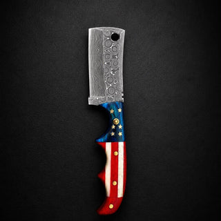 Patriotic Damascus Steel Fixed Blade Cleaver by Titan TK-528