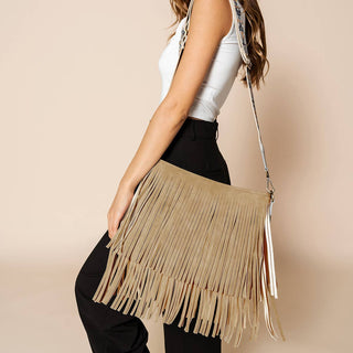 Sadie Suede Fringe Crossbody w/ Guitar Strap