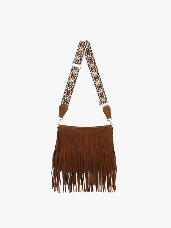 Sadie Suede Fringe Crossbody w/ Guitar Strap