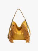 Sav Distressed Hobo Bag with Fringe Detail