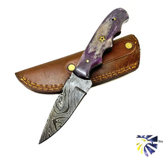 TD-229 Everyday Carry Damascus Drop Point Blade Purple Sting