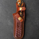 Fossil "Amber Hive" Damascus Bull Cowboy Cutter by Titan TK-513