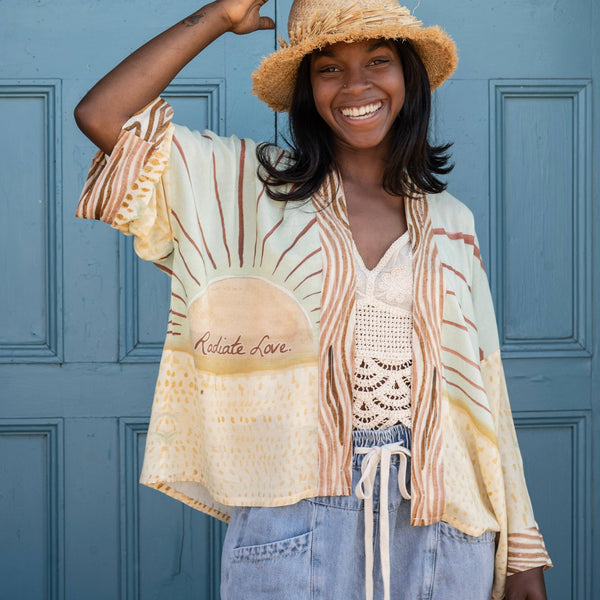 Market of Stars - Radiate Love Cropped Bamboo Kimono Cardigan