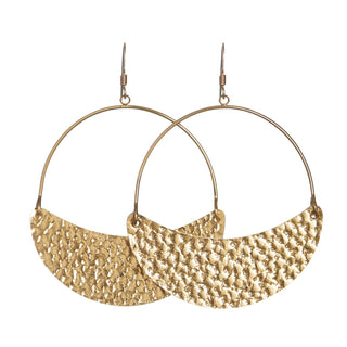 Hammered Gold Asters Earrings - Nickel and Suede