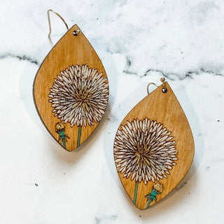 Make a Wish Dandelion Wood Earrings