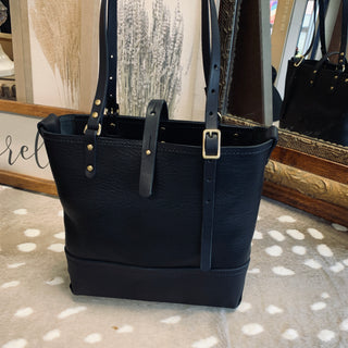 Buy black-with-black-bottom Handmade Leather Handbag (Purse)