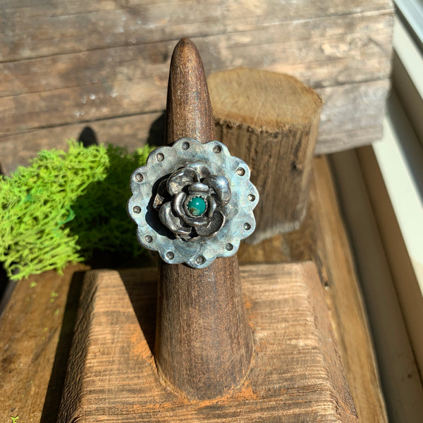 Richard Schmidt - Flower Ring with Turquoise Size 6