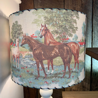 Large Handmade Lampshade - Horses with Red Barns