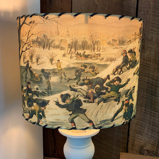 Medium Oval Handmade Lampshade - Winter Scene