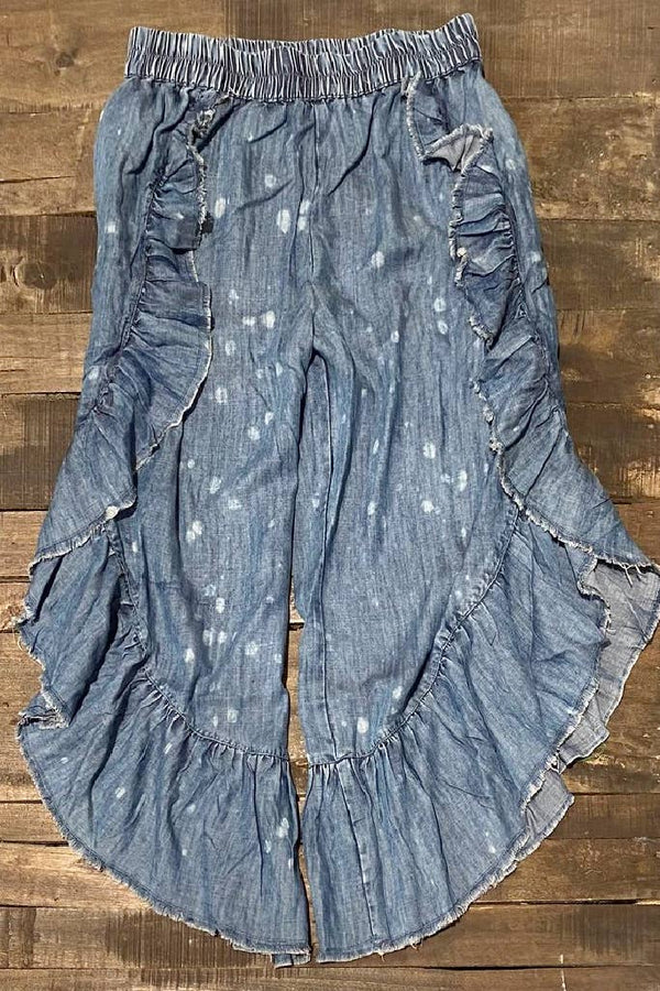 Jaded Gypsy - Patchwork Skies Ruffle Pant